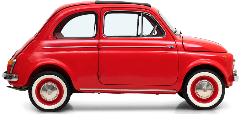 Classic Red Fiat500 Side View PNG