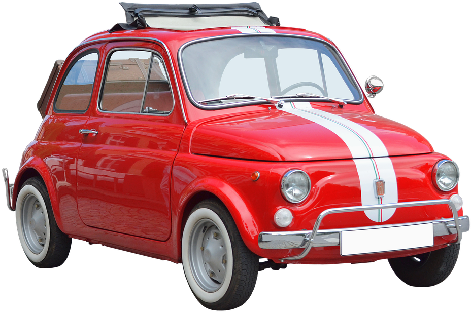 Classic Red Fiat500with White Stripes PNG