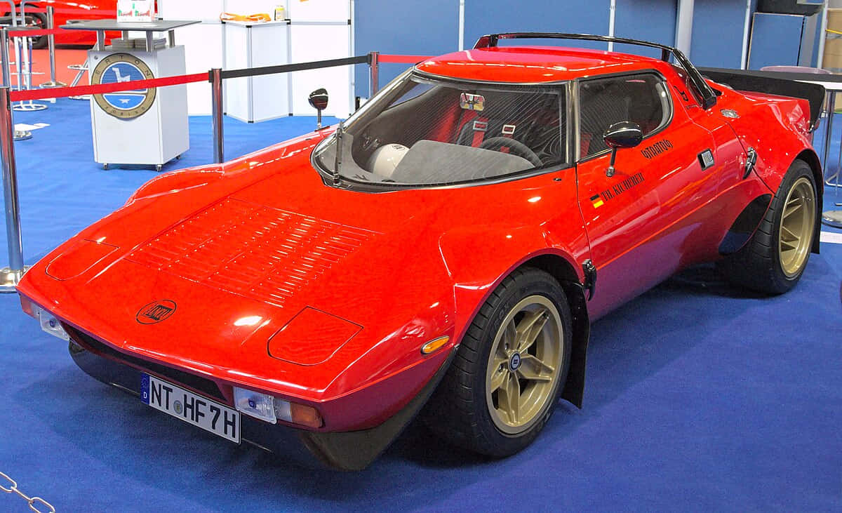 Classic Red Lancia Stratos Tentoonstelling Achtergrond