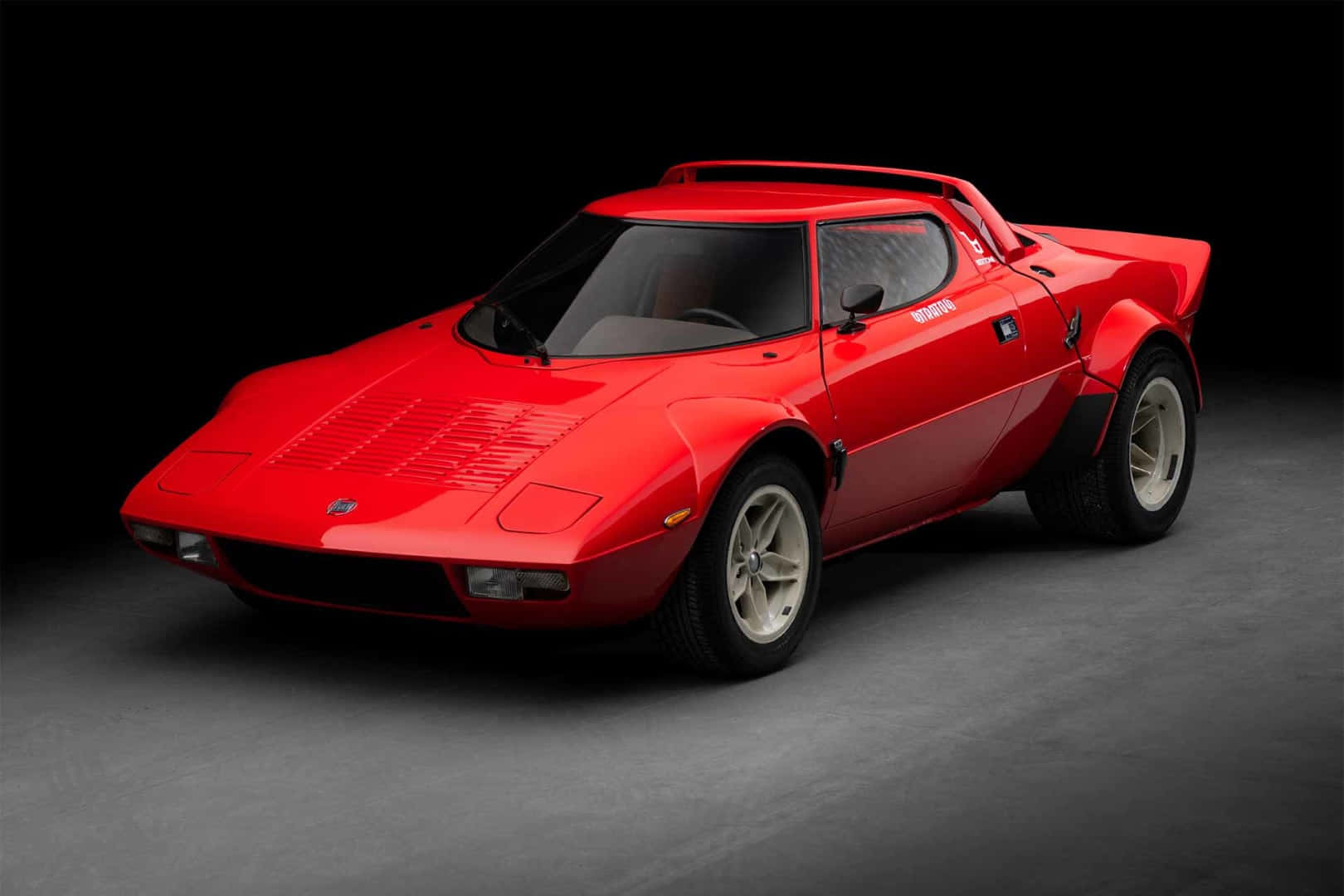 Classic Rode Lancia Stratos Zijaanzicht Achtergrond