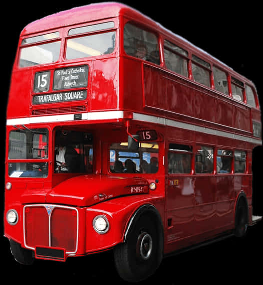 Classic Red London Bus Route15 PNG