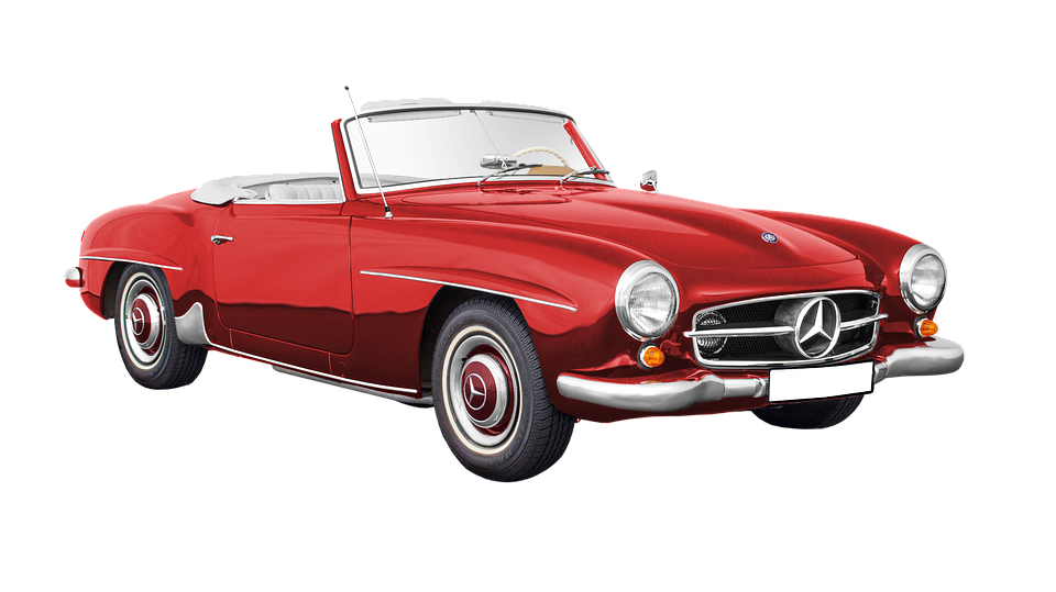Classic Red Mercedes Benz Convertible PNG