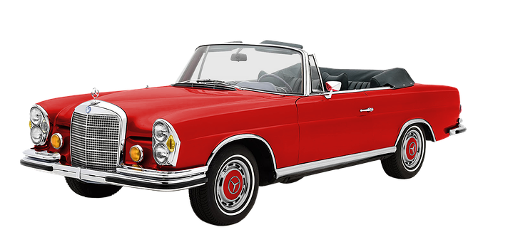 Classic Red Mercedes Convertible PNG