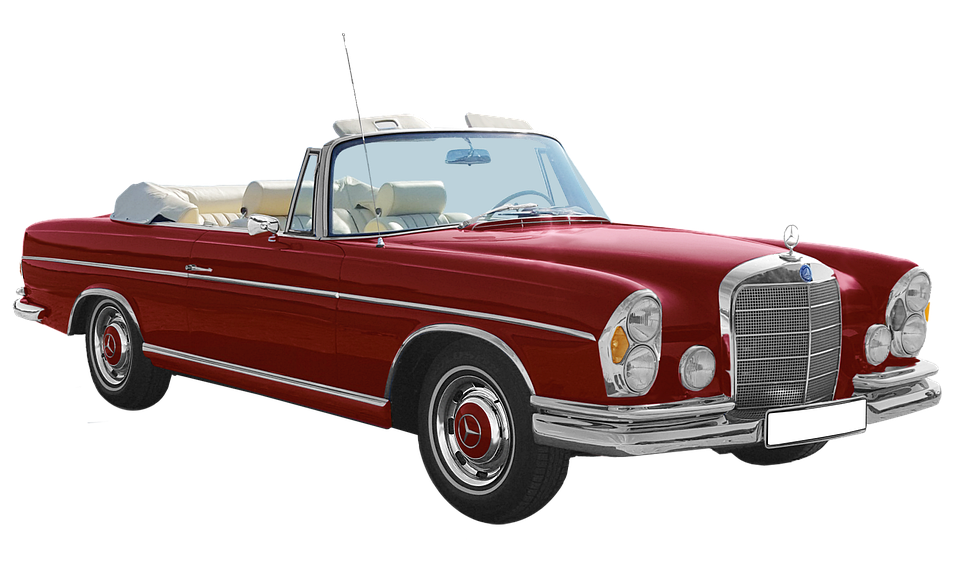 Classic Red Mercedes Convertible PNG
