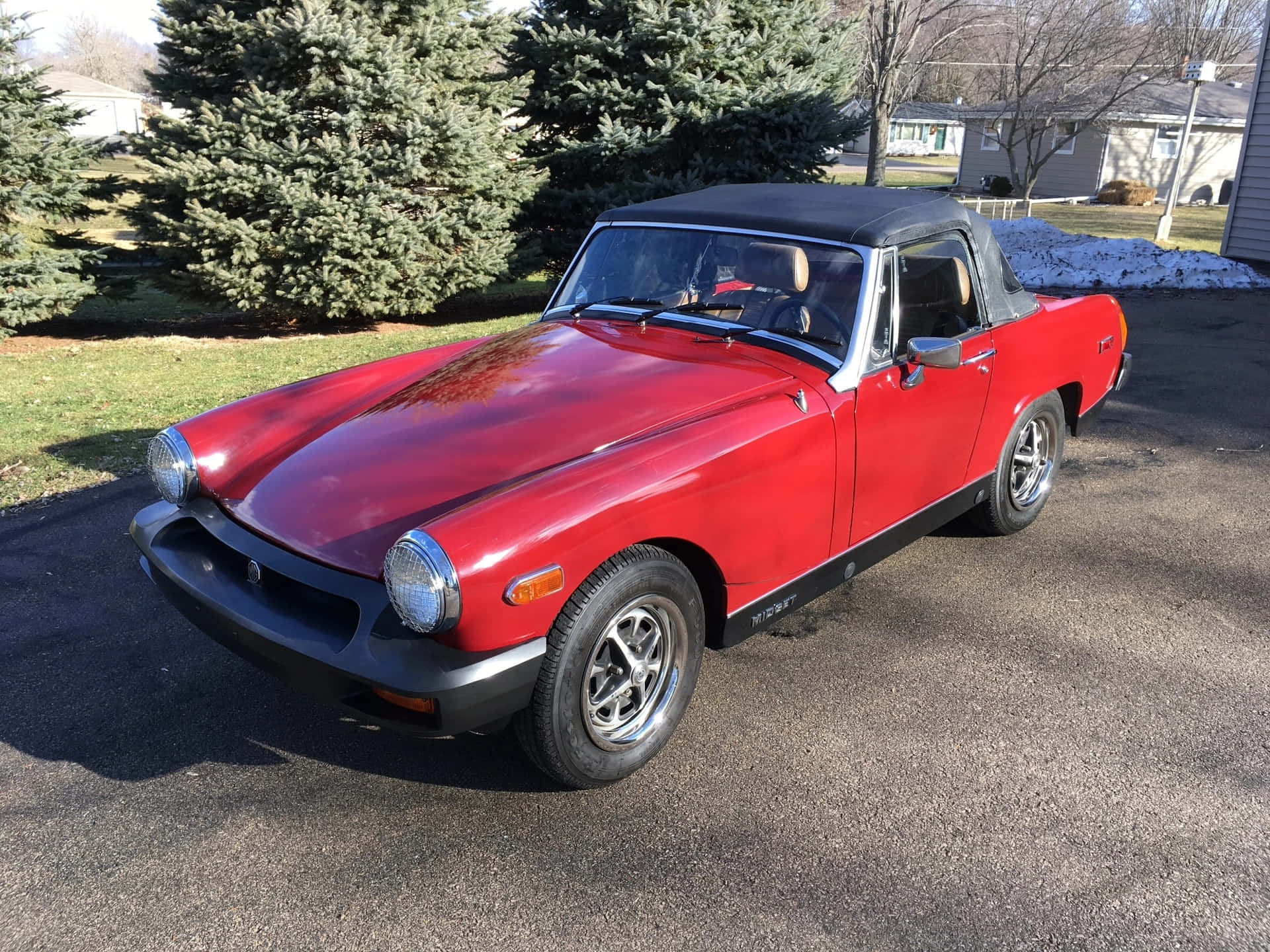 Classic Red Mg Midget On An Open Road Wallpaper