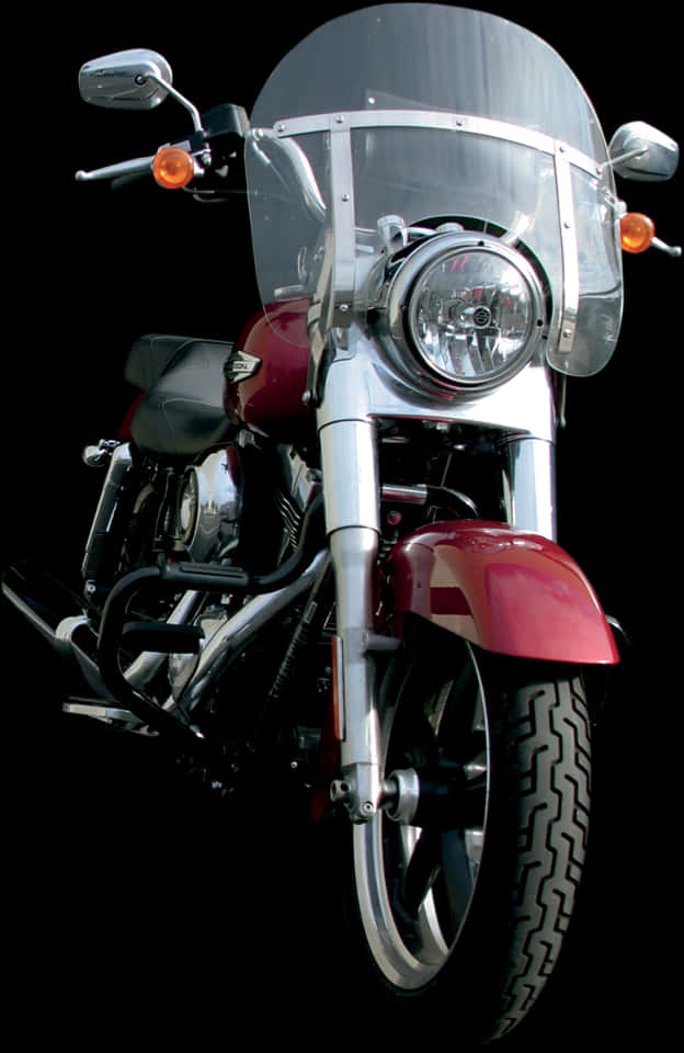 Classic Red Motorcycle Front View PNG