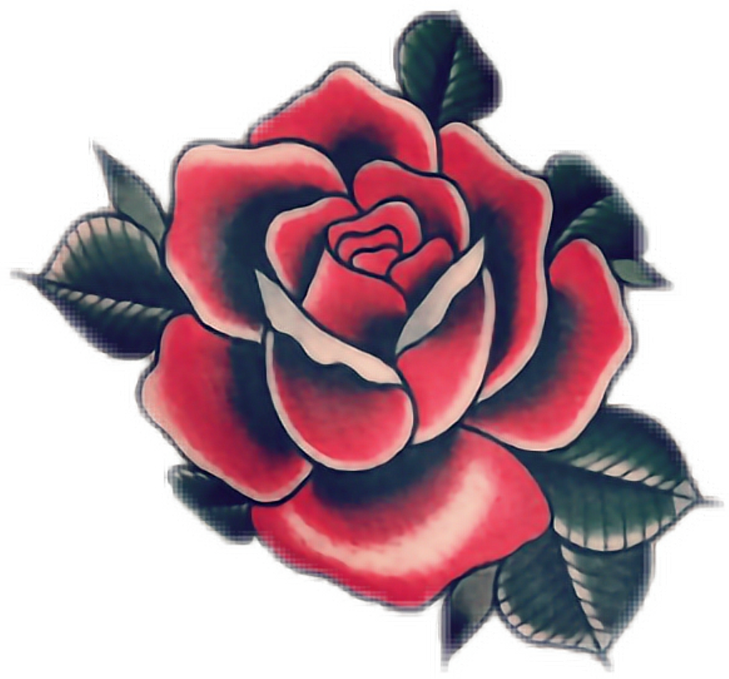 Classic Red Rose Tattoo Design PNG