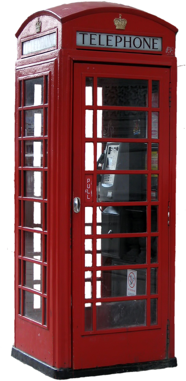 Classic Red Telephone Booth PNG