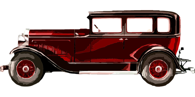 Classic Red Vintage Car Illustration PNG