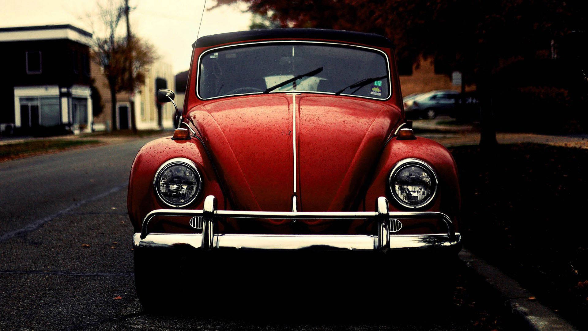 Classic Red Volkswagen Beetle Wallpaper
