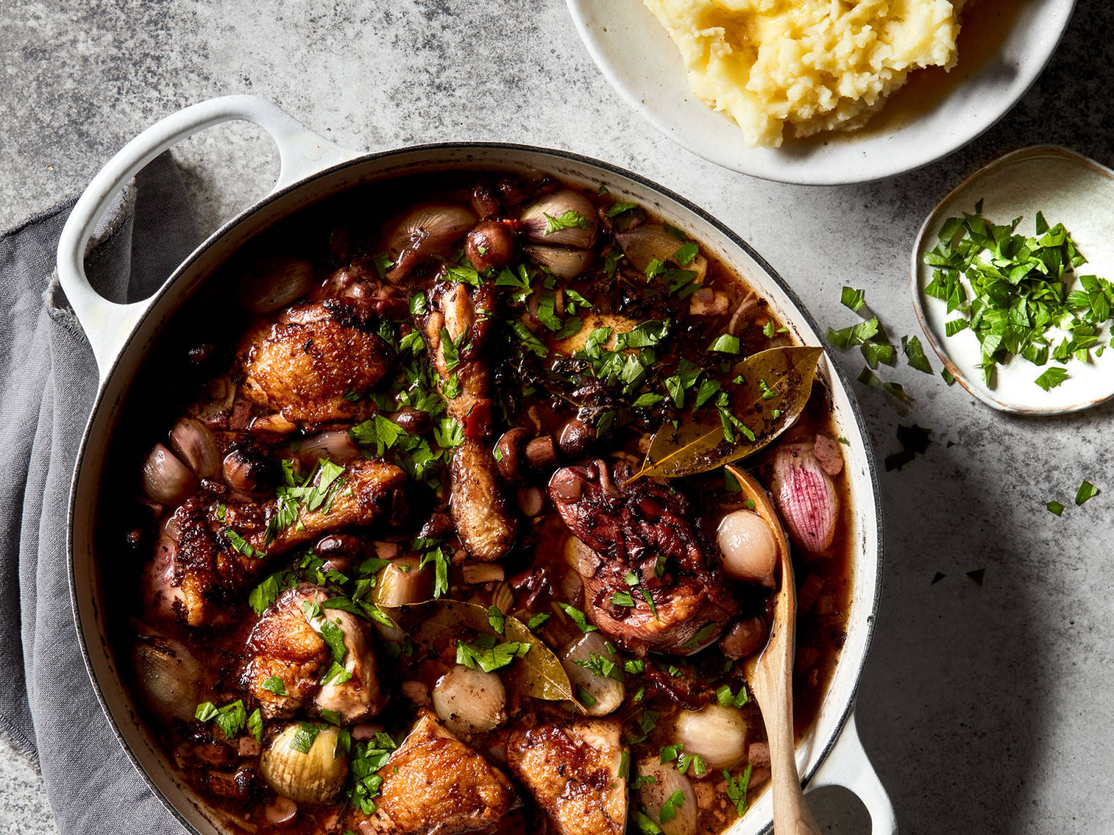Classic Red Wined Coq Au Vin On A Pot Wallpaper