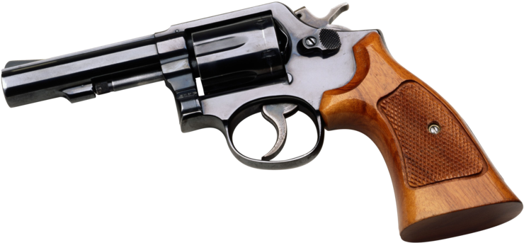 Classic Revolver Wooden Grip PNG
