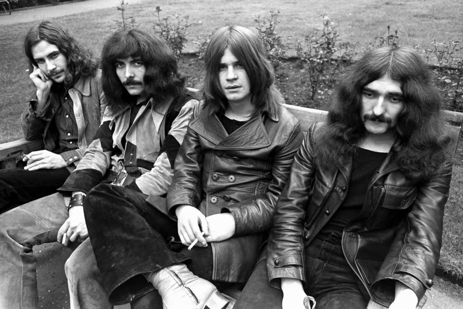Classic_ Rock_ Band_ Outdoors_ Black_and_ White_ Photo Wallpaper
