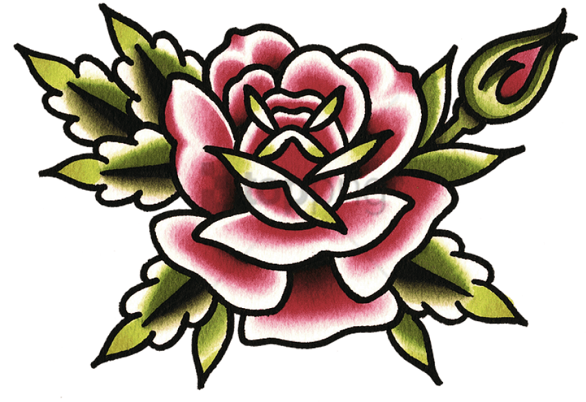 Classic Rose Tattoo Design PNG