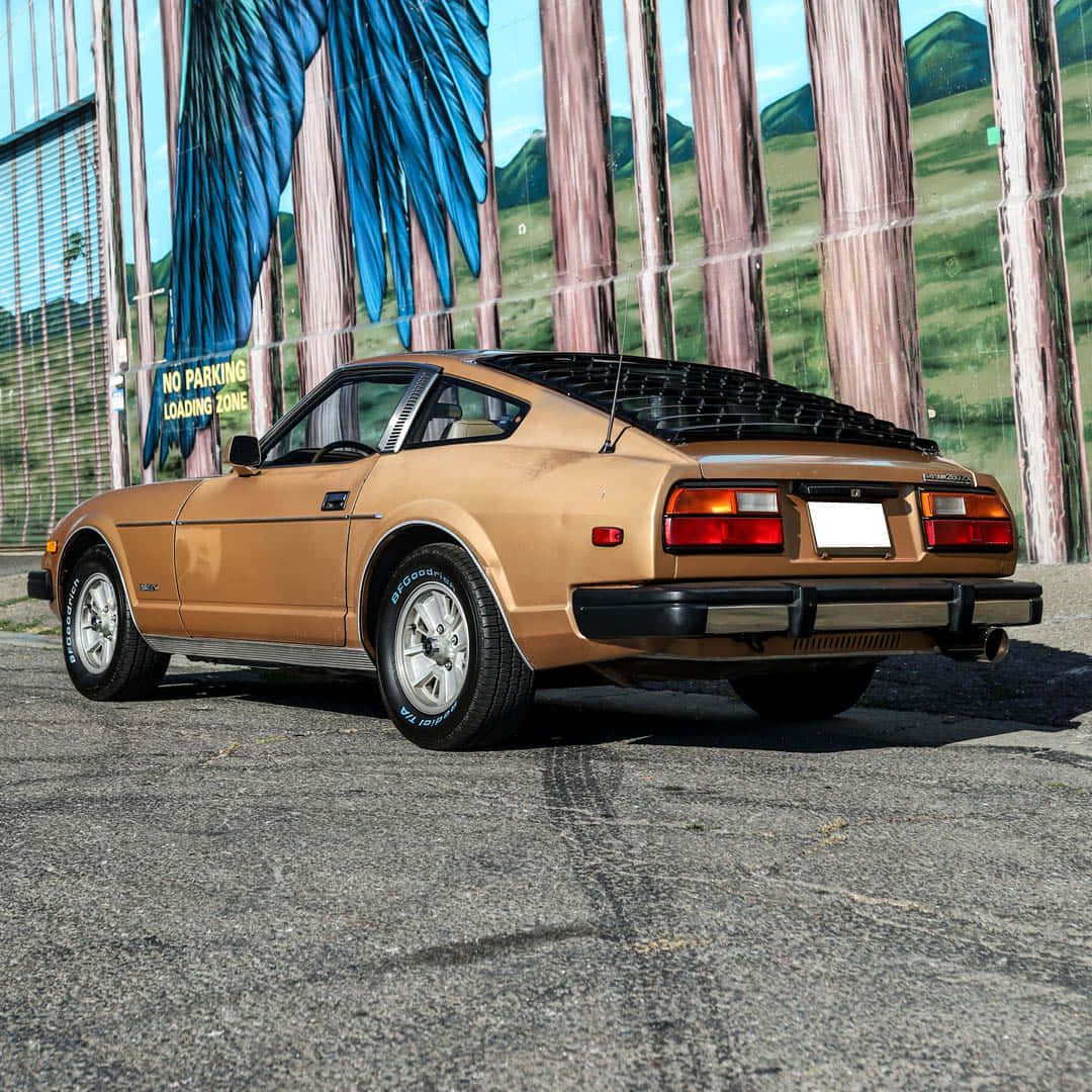 Classic Silver Datsun 280zx Racing Car Against White Background Wallpaper