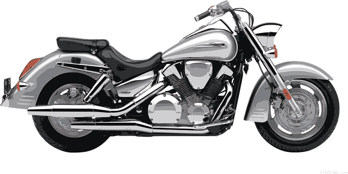 Classic Silver Motorcycle PNG