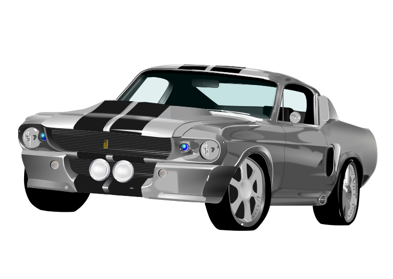 Classic Silver Mustang Shelby G T500 Illustration PNG