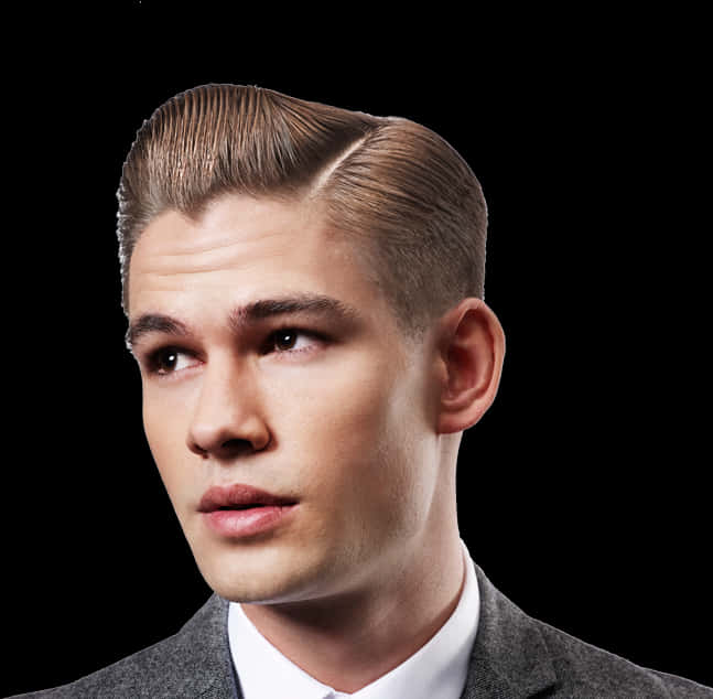 Classic Slicked Back Hairstyle Men PNG