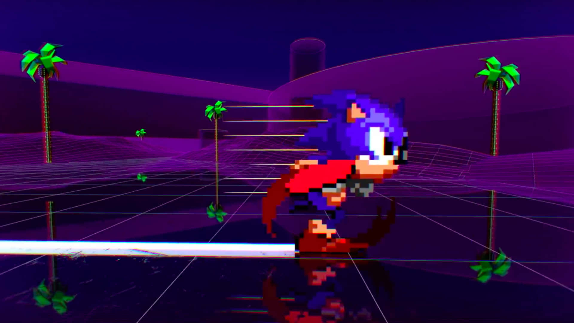 Classic Sonic speeding through a colorful world Wallpaper