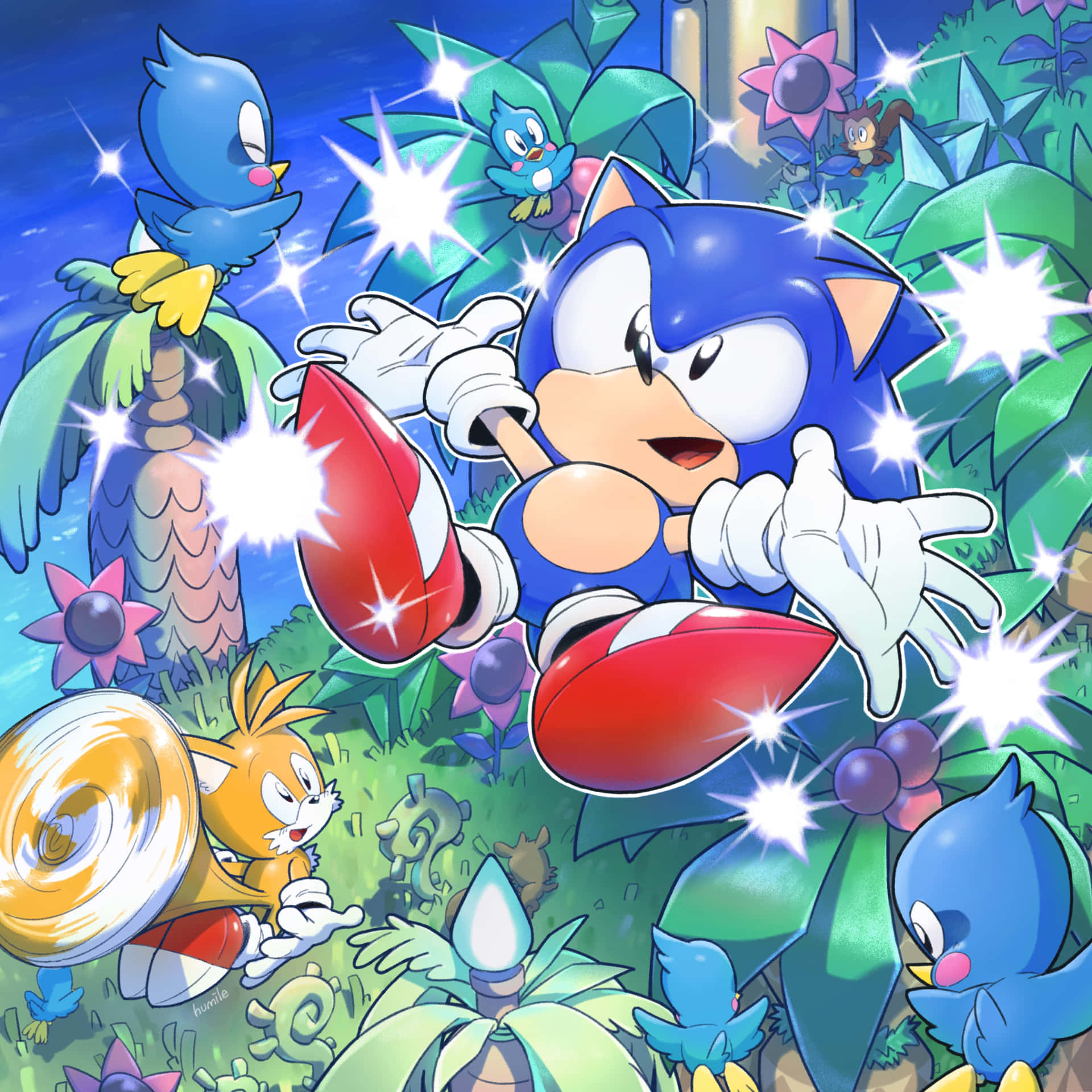 Classic Sonic the Hedgehog in action Wallpaper