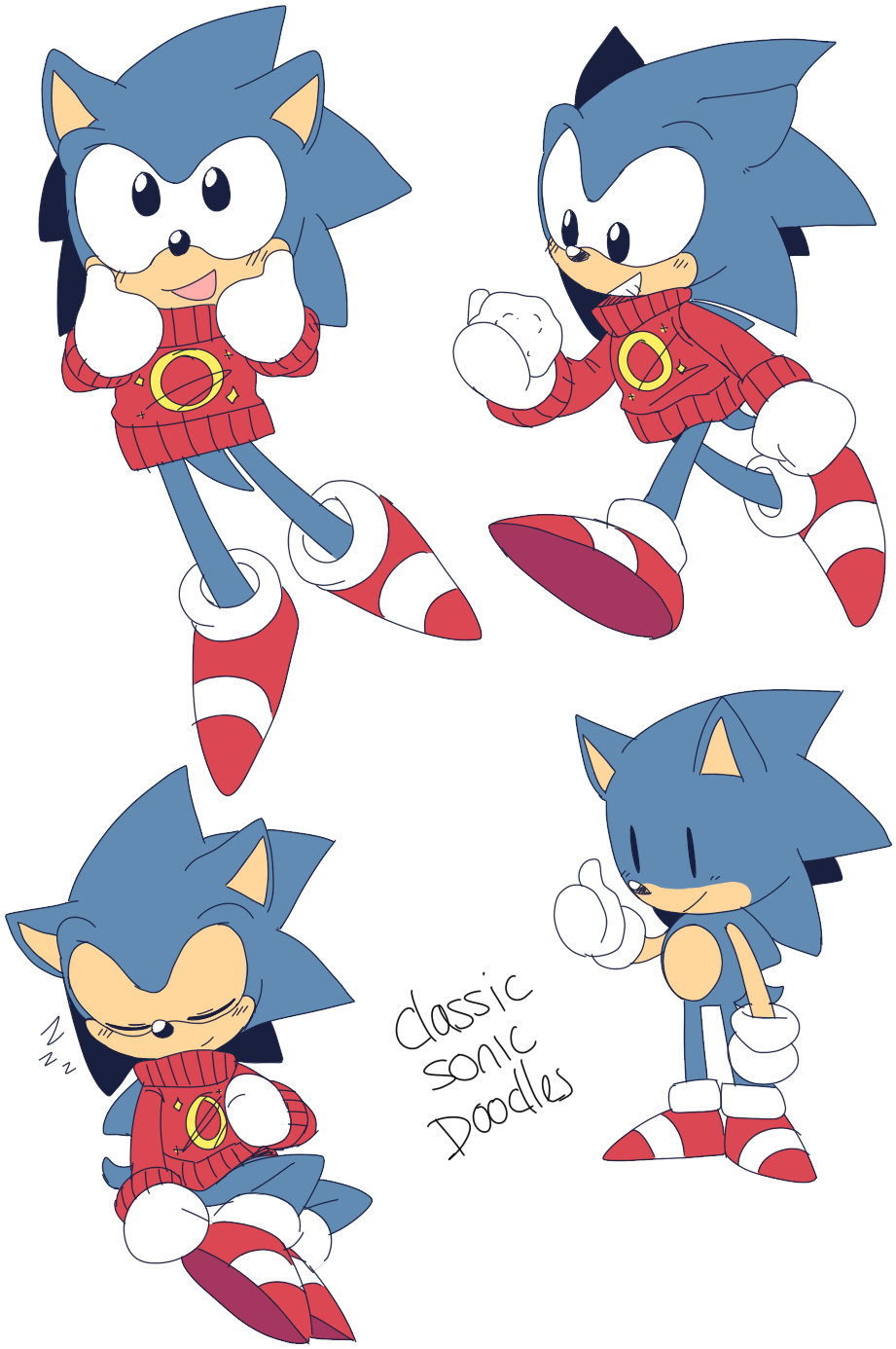 Classic Sonic Doodles Illustration PNG