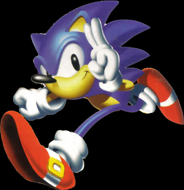 Classic Sonic Peace Sign PNG