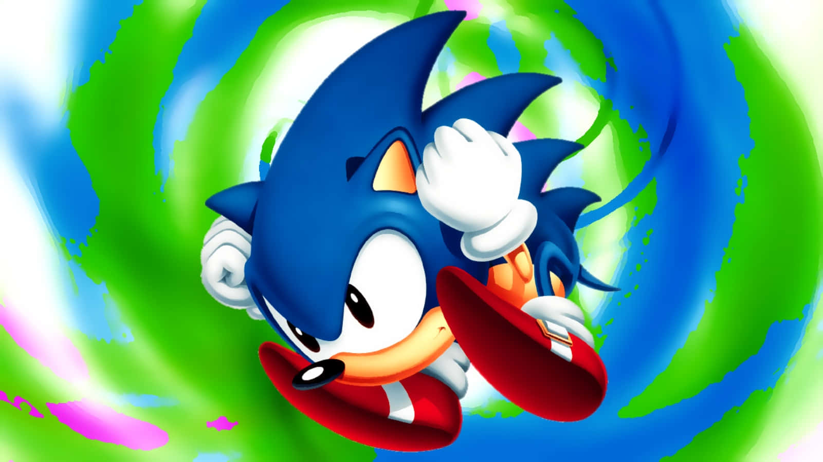 Sonic The Hedgehog In A Colorful Swirl