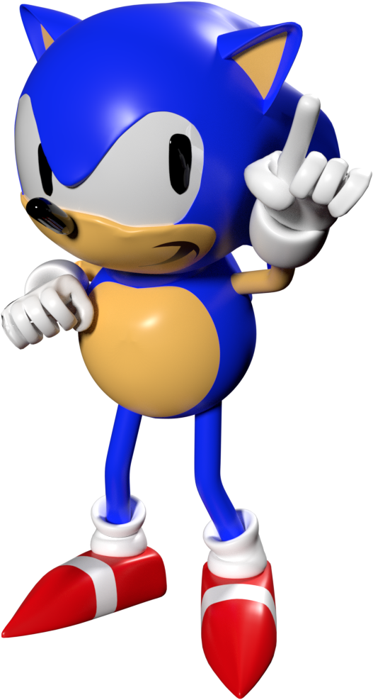 Classic Sonic Pointing Pose PNG