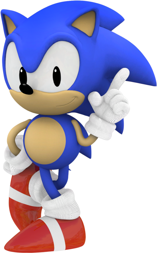 Classic Sonic Pointing Pose PNG