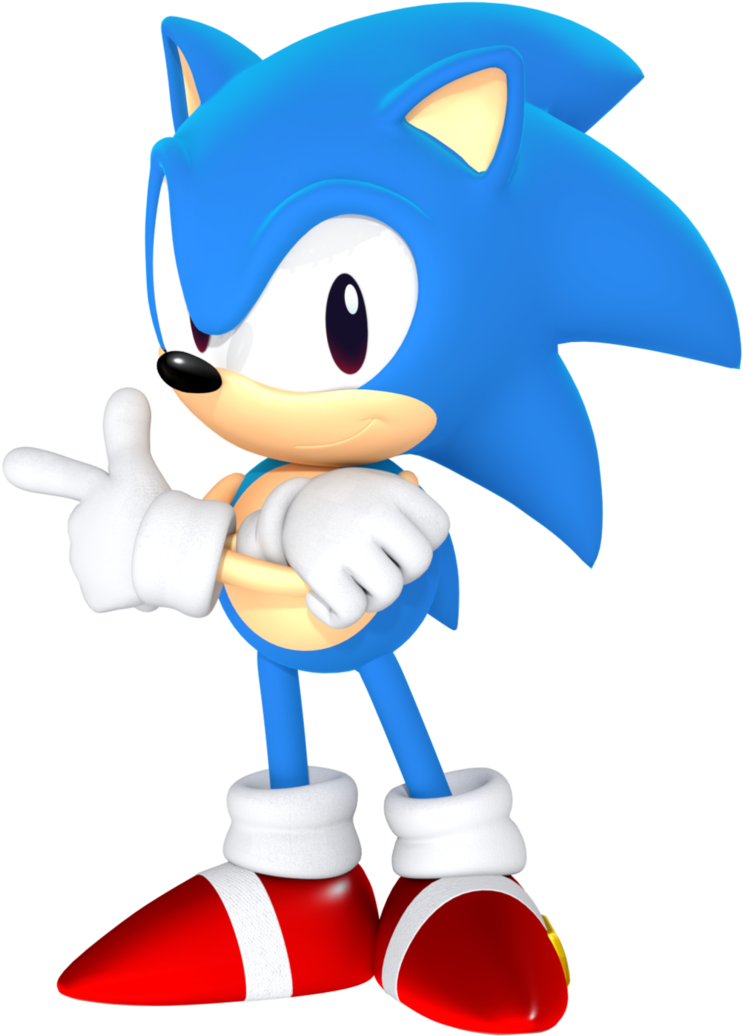 Classic Sonic Pointing Pose PNG