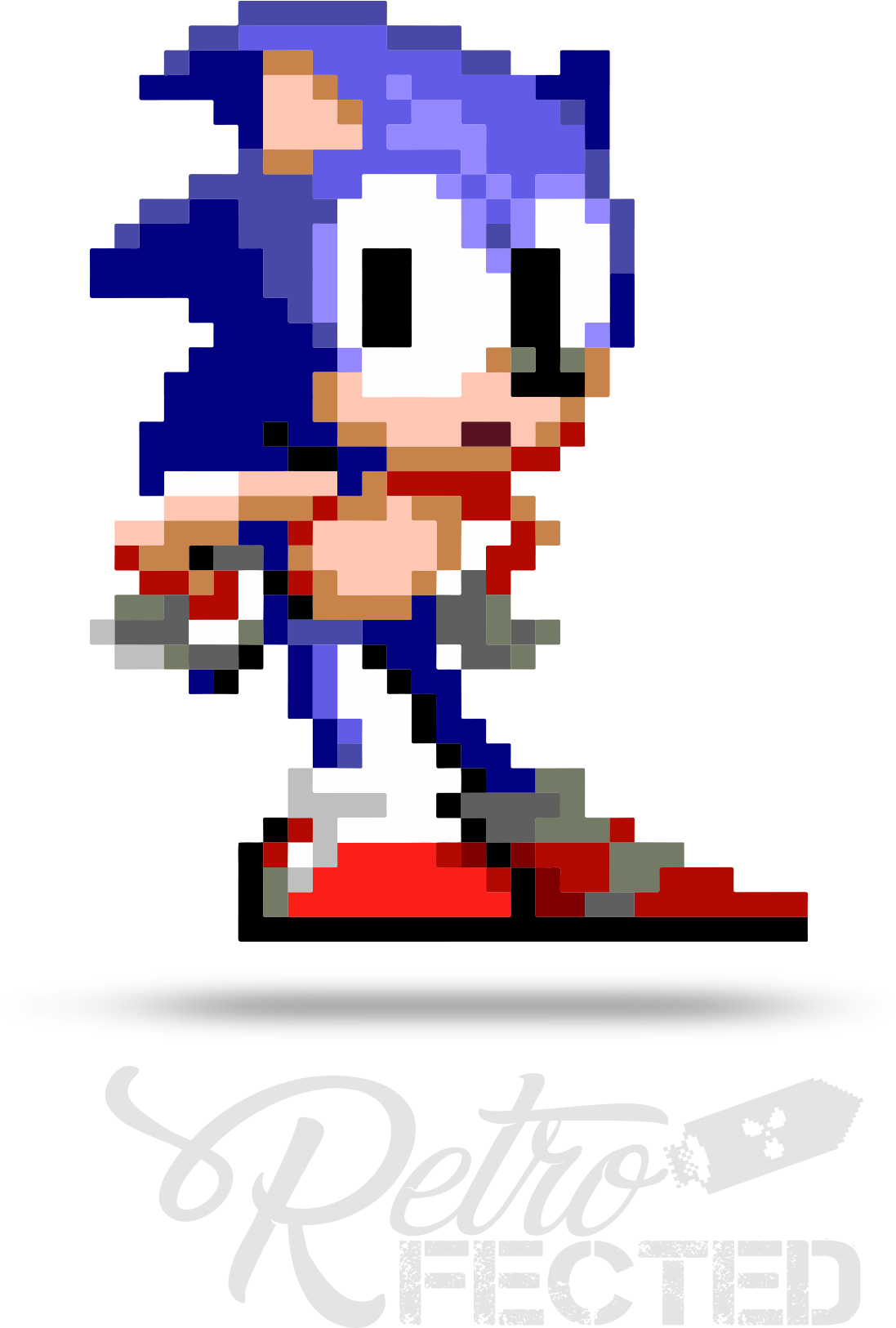 Classic Sonic Retrofected Pixel Art PNG