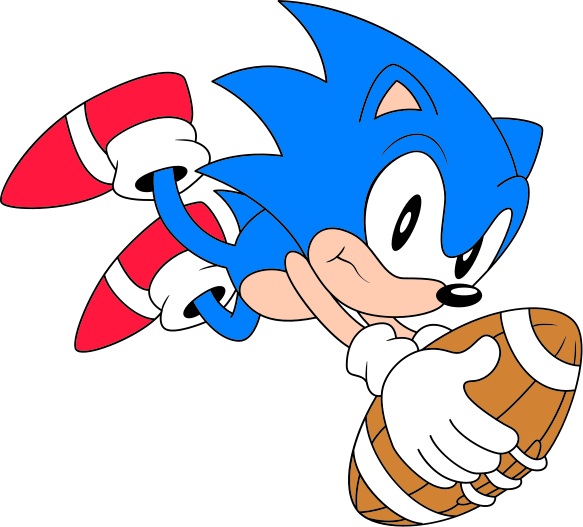 Classic Sonic Speeding With Football.png PNG