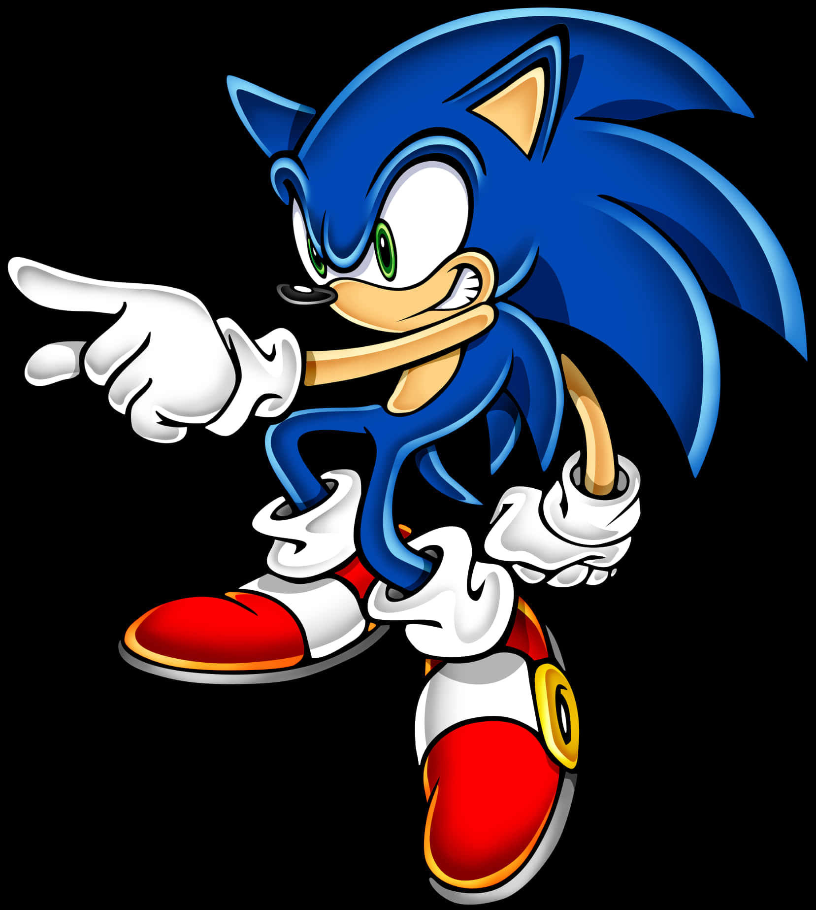 Classic Sonic The Hedgehog Pointing PNG