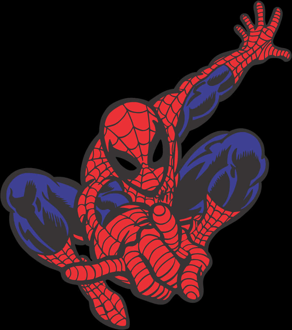 Classic Spiderman Swinging Action PNG
