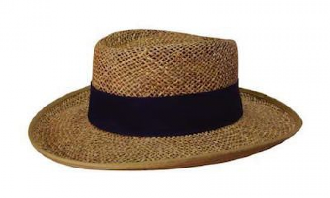 Classic Straw Hatwith Black Band PNG