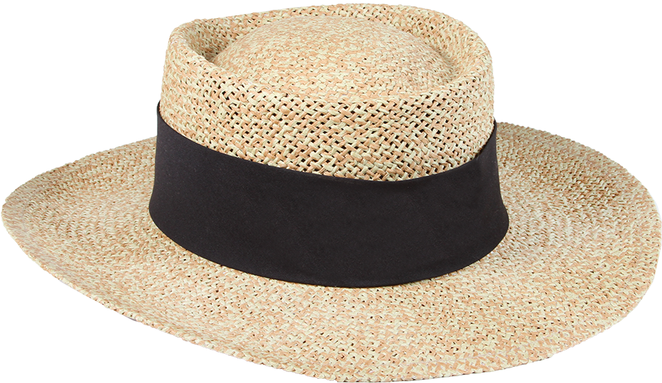 Classic Straw Hatwith Black Band.png PNG