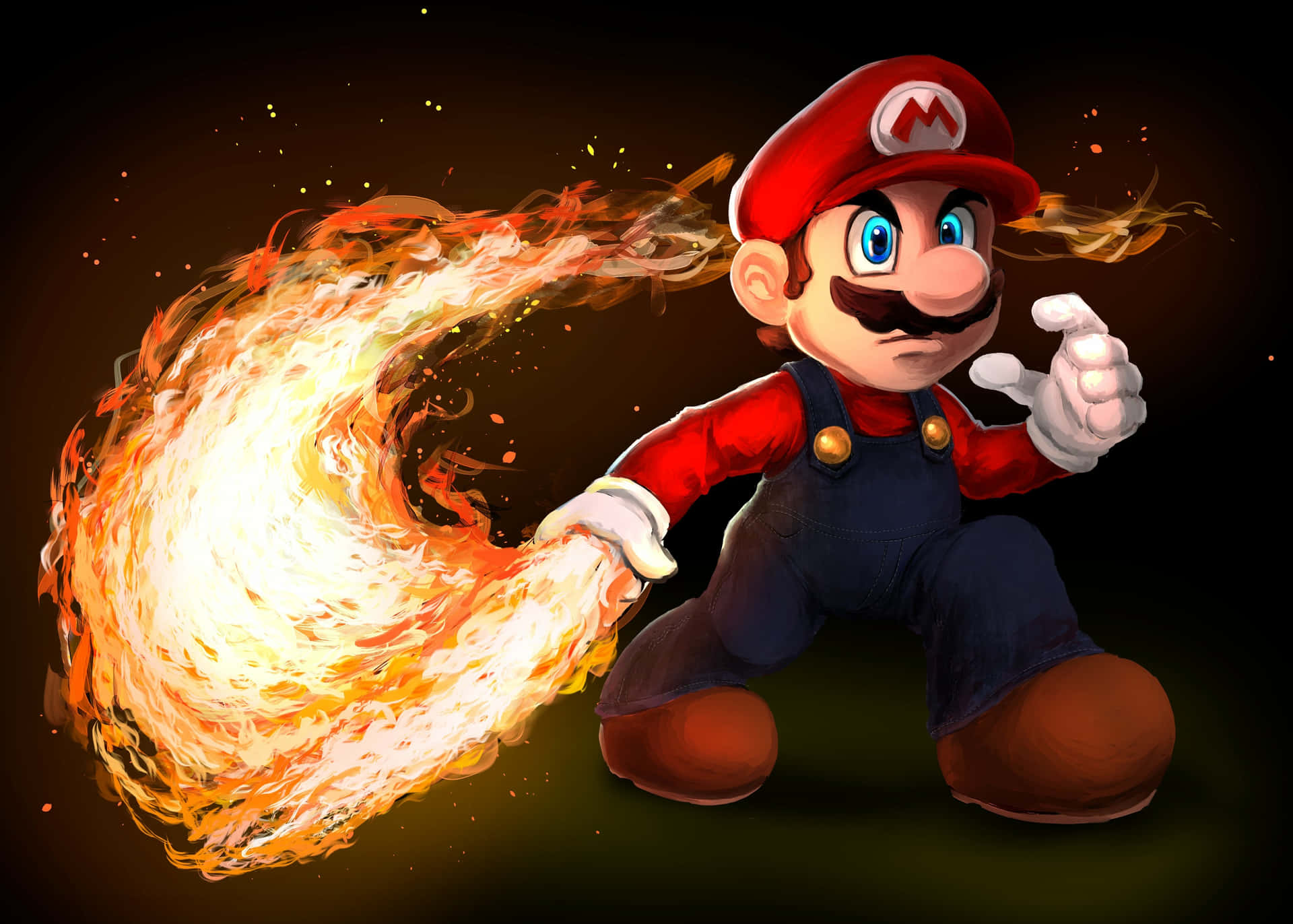 Clásicosuper Mario Sosteniendo Fuego. Fondo de pantalla