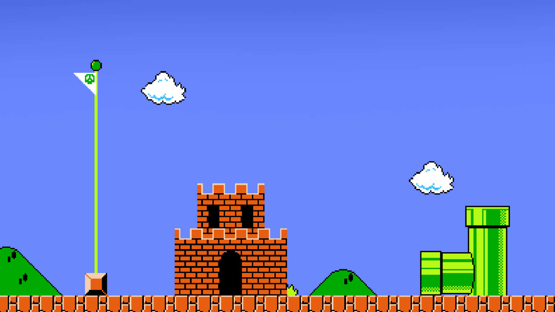Et Nintendo Mario-spil Med Et Slot Og Et Slot Flag. Wallpaper