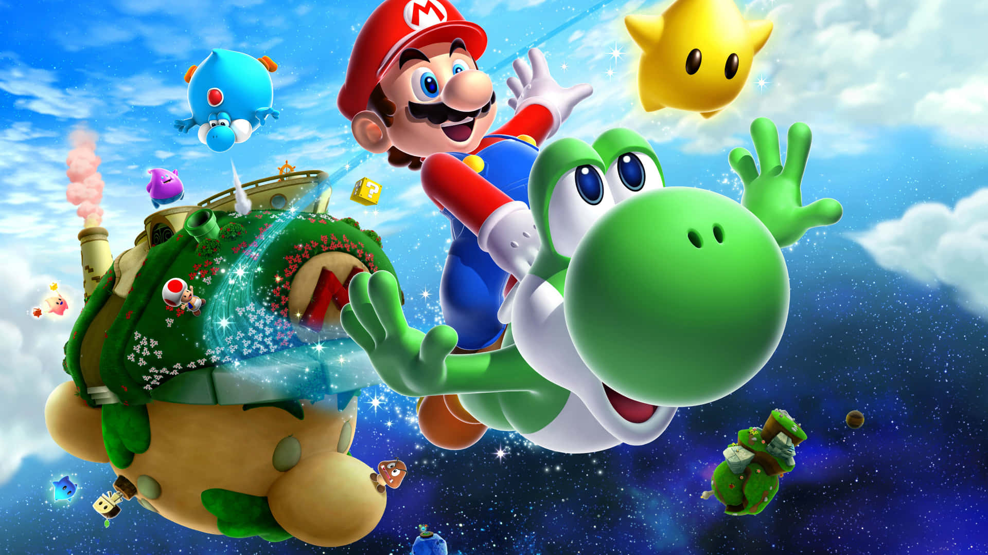 Clásicosuper Mario Montando A Yoshi Fondo de pantalla