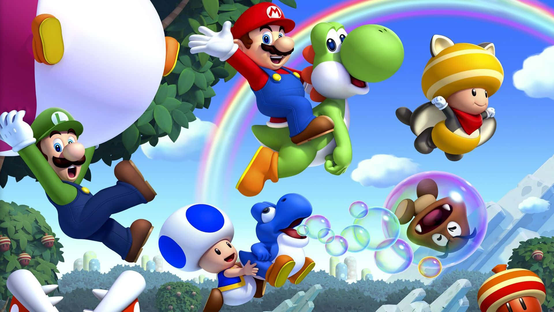 Tauchensie Ein In Die Cartoonartige Welt Des Klassischen Super Mario. Wallpaper