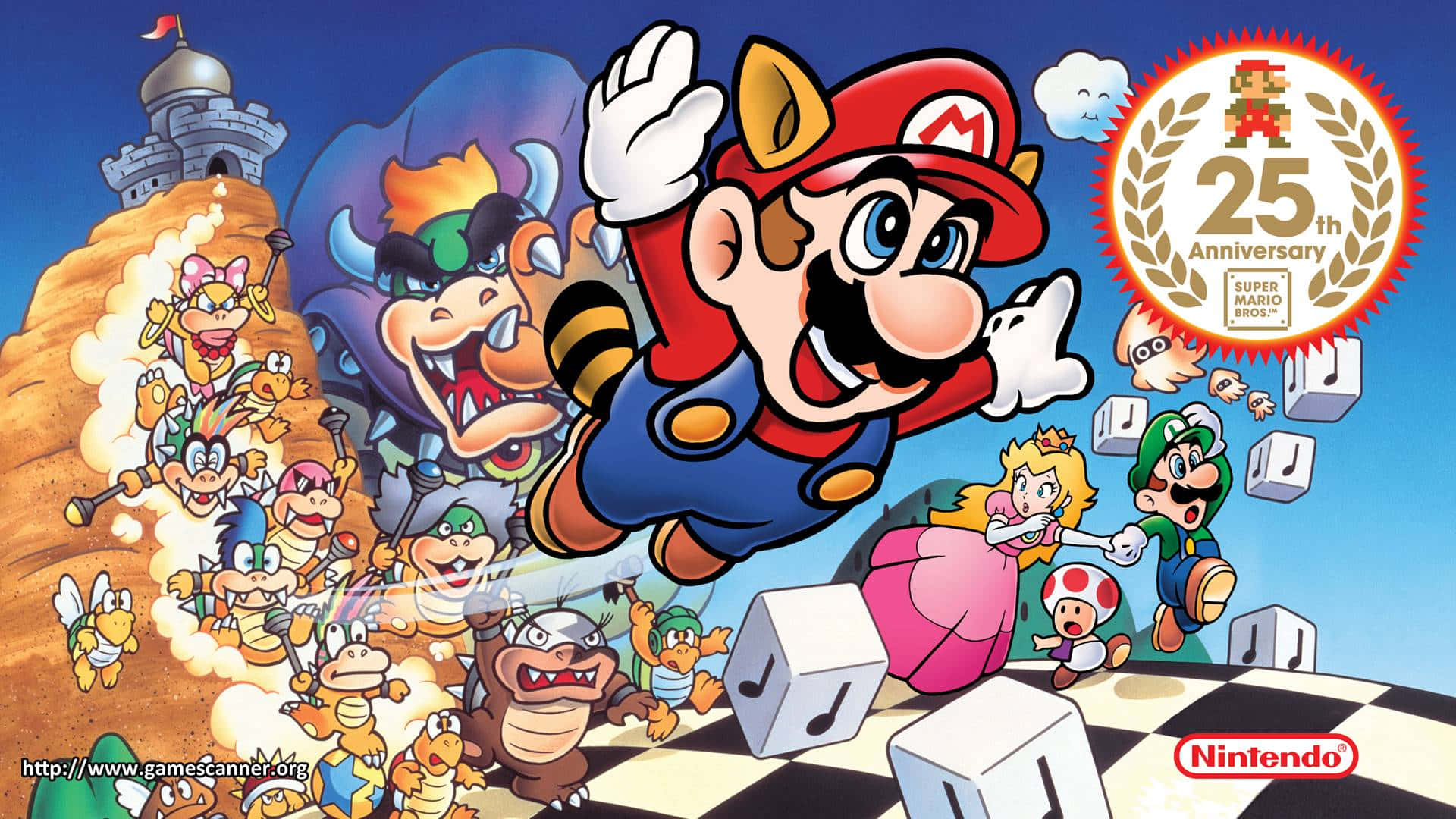 Låtsuper Mario-äventyret Börja! Wallpaper
