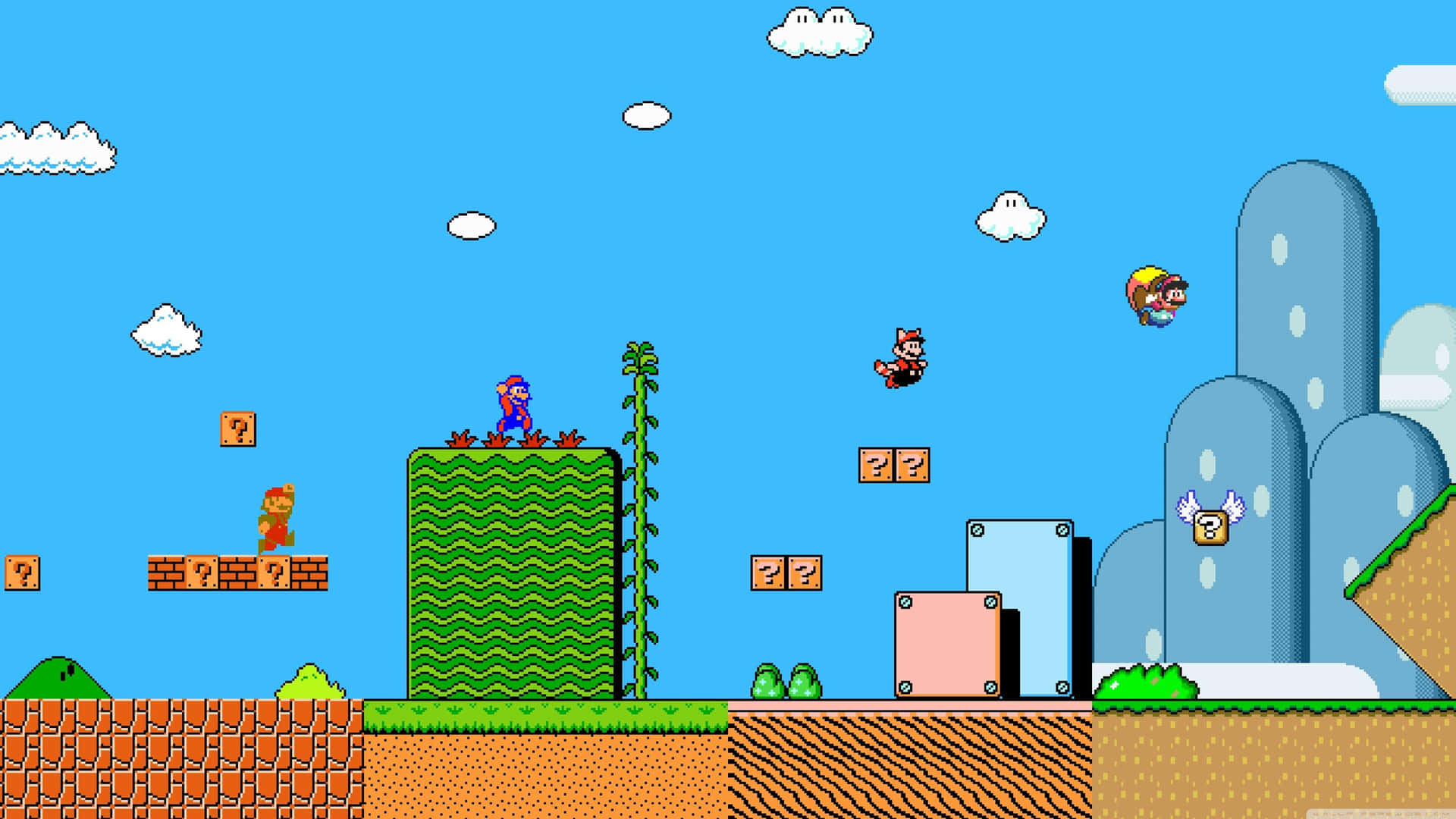 Escenaclásica Del Juego De Super Mario Saltando Fondo de pantalla