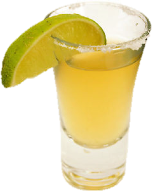 Classic Tequila Shot With Lime Slice PNG