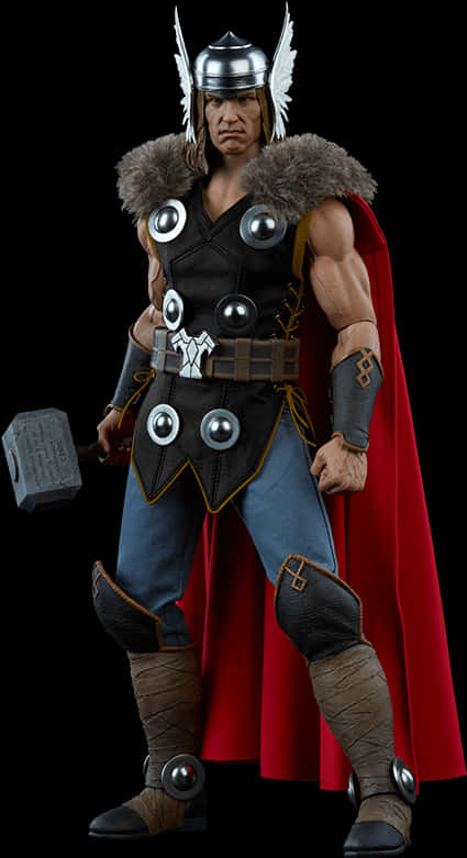 Classic Thor Figurewith Mjolnir PNG