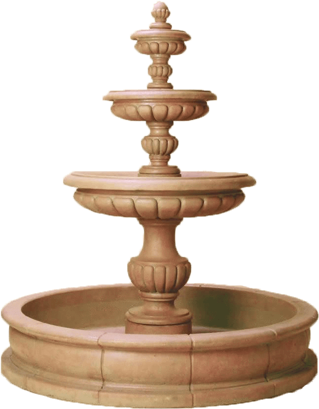Classic Tiered Stone Fountain PNG
