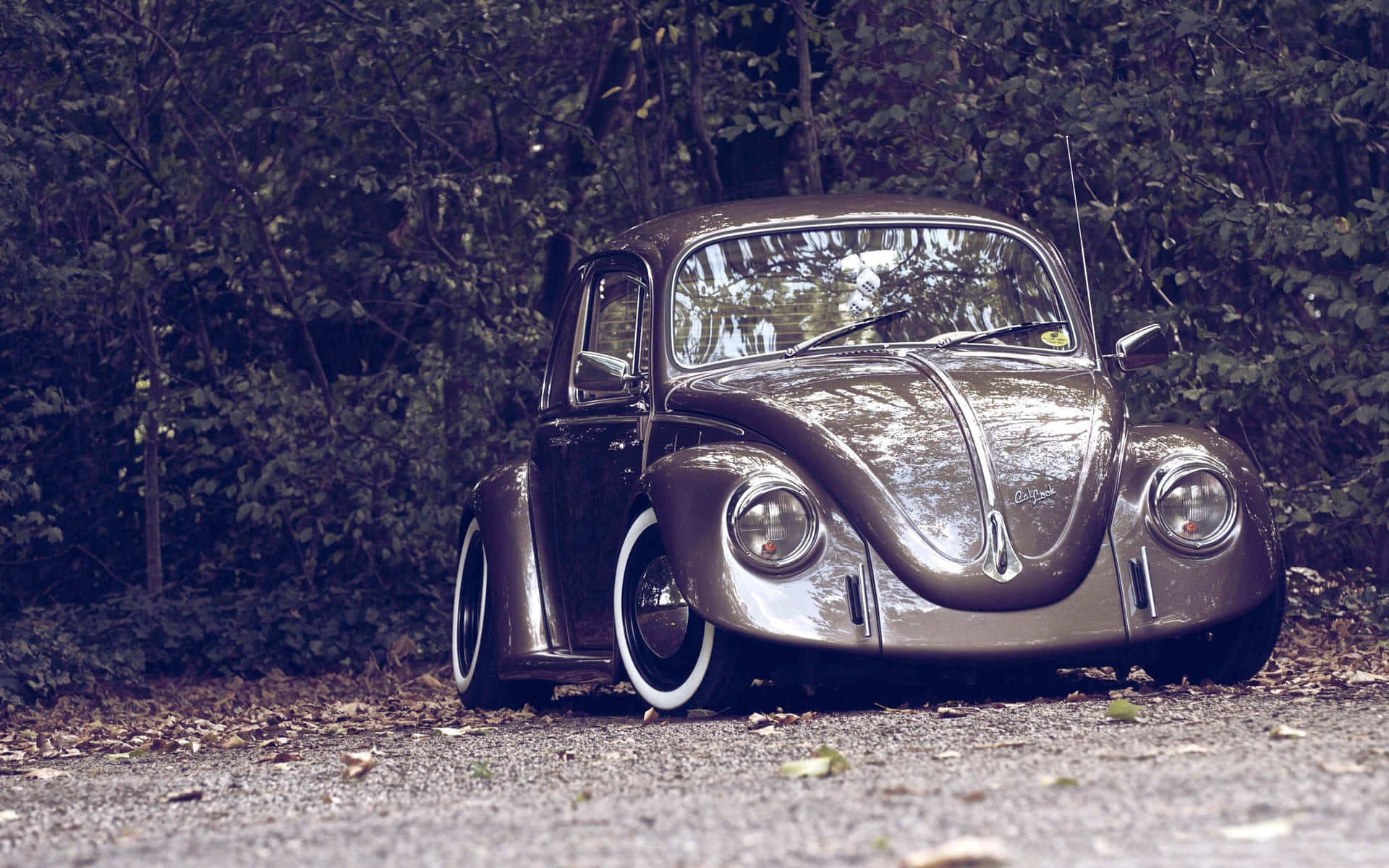 Classic Volkswagen Beetle On A Scenic Drive Wallpaper