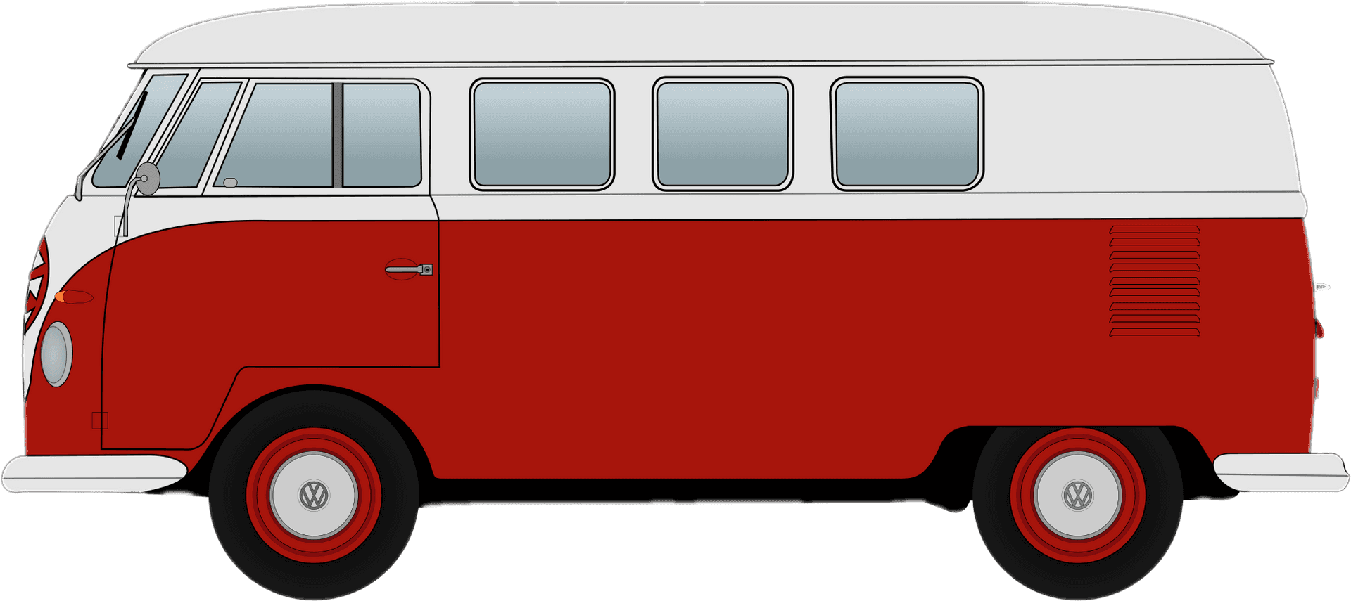 Classic Volkswagen Bus Redand White PNG