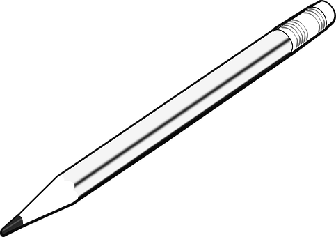 Classic White Pencil Black Background PNG