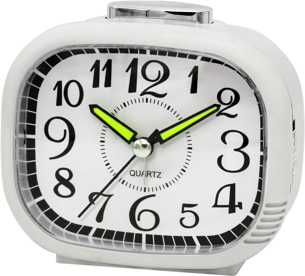 Classic White Quartz Alarm Clock PNG