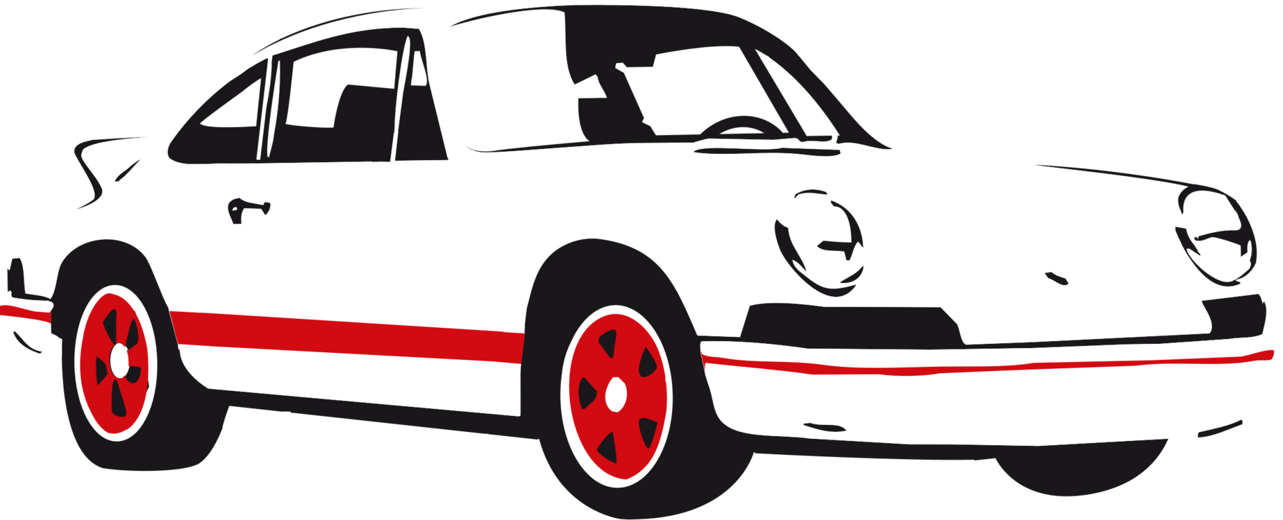 Classic White Sports Car Red Trim PNG